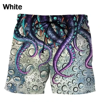 Летние Новые шорты с 3D-каплями воды с забавными щупальцами осьминога, мужские уличные короткие штаны в стиле хип-хоп панк, повседневные комфортные пляжные шорты