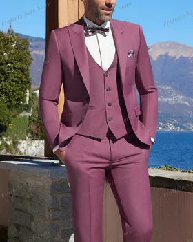 Новый мужской деловой костюм жениха, комплект из 3 предметов для свадебной вечеринки, смокинг для официальных мероприятий, жилет, брюки F03
