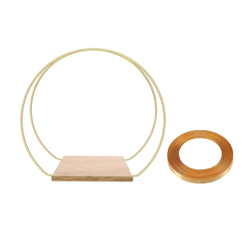 Металлическое кольцо-венок YYSD с деревянной основой, Многофункциональное украшение для вечеринки