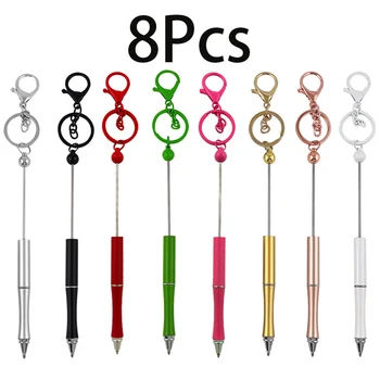 8шт DIY Шариковая Ручка Из Бисера Брелок Для Ключей С Шариковой Ручкой Из Бисера Брелоки Для Ключей