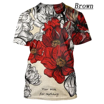 Летняя новая мужская футболка с ярким цветочным принтом 3D, рубашка с коротким рукавом, расслабленный повседневный стиль, плюс размер, удобный дышащий полиэстер
