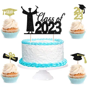 2023 Топпер для торта на выпускной, шапочка для бакалавра, аксессуары для торта на выпускной, Поздравительная вечеринка, принадлежности для выпечки
