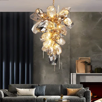 Новые стеклянные потолочные люстры для лестницы, креативная подвесная лампа для потолка, Дизайнерский постмодернистский домашний декор, светлый блеск