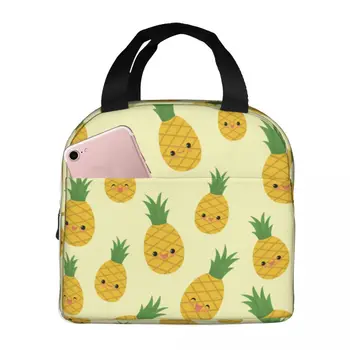 Сумка для ланча для мужчин и женщин с улыбающимися ананасами, термоохладитель, Портативные Оксфордские сумки-тоут для пикника