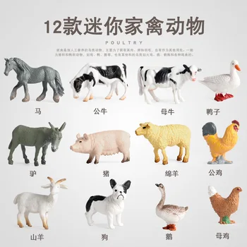2Шт Игрушки-модели для моделирования науки и образования, мини-птица, маленькое животное, курица, утка, Собака, корова, Лев, Тигр, лошадь, Собака, Коза