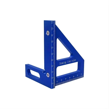 1 шт 3D Многоугольная Измерительная линейка Синий металл 45/90 градусов Алюминиевый сплав Деревообрабатывающий Квадратный Транспортир для инженера-плотника