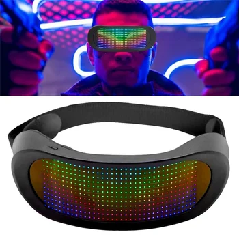 Светодиодные динамические светящиеся очки с управлением Bluetooth Модная вечеринка Мигающее светящееся стекло с подсветкой Костюмированная вечеринка Зарядка солнцезащитных очков Type C.