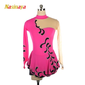 Платье для фигурного катания, женская юбка, эластичная юбка из эластичного лайкра, светло-розовая элегантная