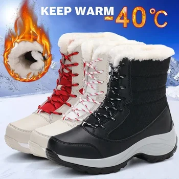 Женские зимние меховые хлопчатобумажные зимние ботинки с высоким утеплителем, шерстяные короткие ботинки, ботильоны, Удобная обувь, повседневные ботинки большого размера