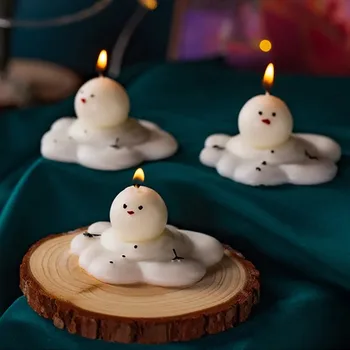 Милая свеча в виде тающего снеговика, Силиконовая форма, 3D Ароматическая свеча, Форма для изготовления гипсовых украшений, Форма для выпечки шоколада, Декор для дома