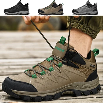 Мужские походные ботинки, кожаные походные ботинки для мужчин, Дышащая уличная мужская обувь, высокие ботинки для альпинизма, мужские охотничьи ботинки