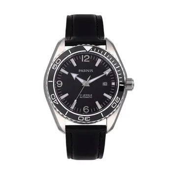 Parnis Racing Seriers Люминесцентный мужской кожаный ремешок для часов Модные автоматические механические часы наручные часы