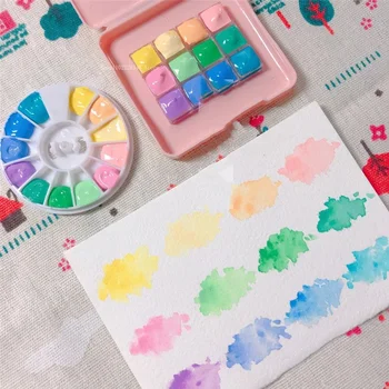 12-цветная упаковка акварельных пигментов Macaron, соответствующая цвету Портативная картина ручной работы 