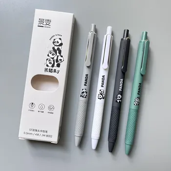 набор гелевых ручек с милой мультяшной пандой 4шт, шариковая ручка 0,5 мм, чернила черного цвета для письма Office School F7506