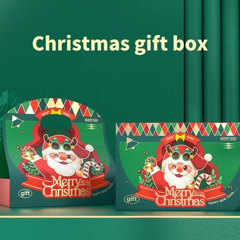 Подарочная коробка для ручной переноски Санта-Клауса В Канун Рождества, Переносная упаковочная коробка для конфет Apple, Рождественский Декор для новогодней вечеринки
