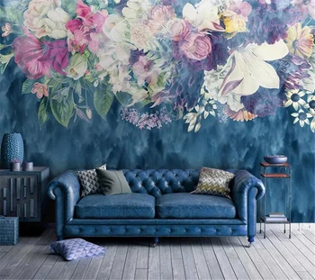 wellyu обои Пользовательские обои из папье-маше настенная роспись в скандинавском минималистичном винтажном стиле с абстрактным цветком розы фоновая стена спальни behang