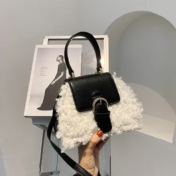 Осенне-зимние сумки из шерсти ягненка 2021 Новая модная портативная сумка-мессенджер Универсальная Простая Легкая Роскошная Большой емкости Новая