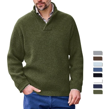 Модные повседневные трикотажные пуловеры из Европы и мужской свитер с длинным V-образным вырезом, однотонный свитер высокого качества