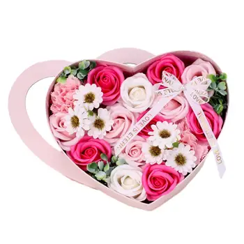 Розы Цветы для Мамы Жены Декор на День Святого Валентина Искусственное Мыло Цветочная Коробка