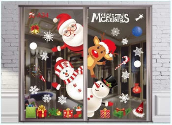Рождественские наклейки для окна, декоративная наклейка на стену в детской комнате, Веселая Рождественская вечеринка, Домашний магазин, Новогодняя наклейка для декора