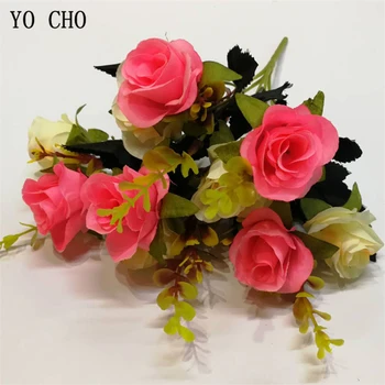 ЙО ЧО Поддельная роза искусственный цветок высококачественный букет цветущая роза орнамент рождественское семейное свадебное украшение