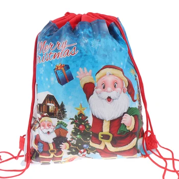 Большой рюкзак на шнурке Санта-Клауса 1шт Рождественский подарок Мешок Конфет Детский Новогодний банкет Чулки Подарки Держатели Сумка