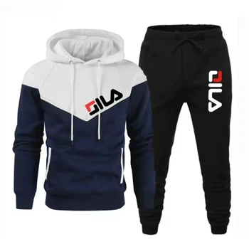 Весенне-зимний высококачественный спортивный пуловер для отдыха, толстовка с длинным рукавом + брюки, комплект из двух предметов, мужская модная одежда