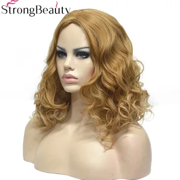 Женский кудрявый парик Strong Beauty золотисто-желтого цвета средней естественной прически Синтетические парики