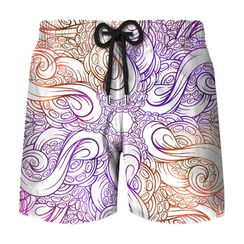 3D цветок графический шорты брюки, Мужские повседневные пляжные шорты Гавайи плавки шорты с узором быстросохнущие тренажерный зал стволы мужской
